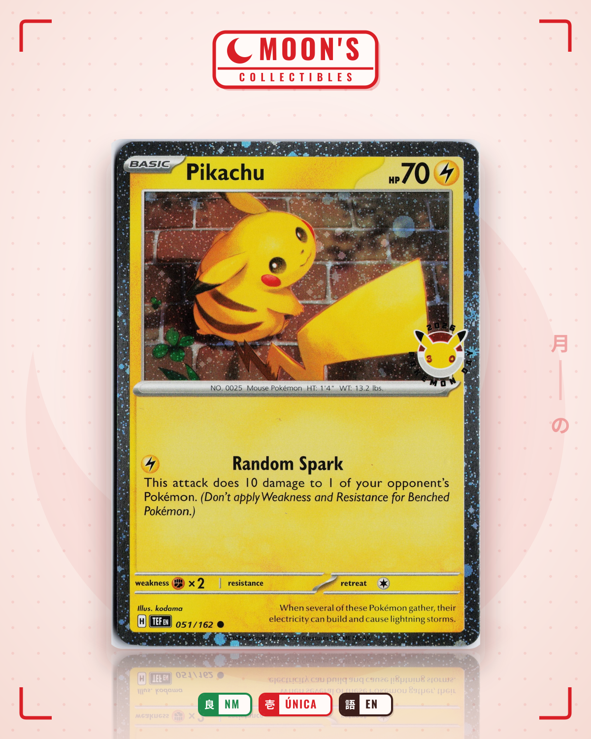 Carta Pokémon Pikachu · Temporal Forces #051/162 (NM) — pieza única en Moon's Collectibles México