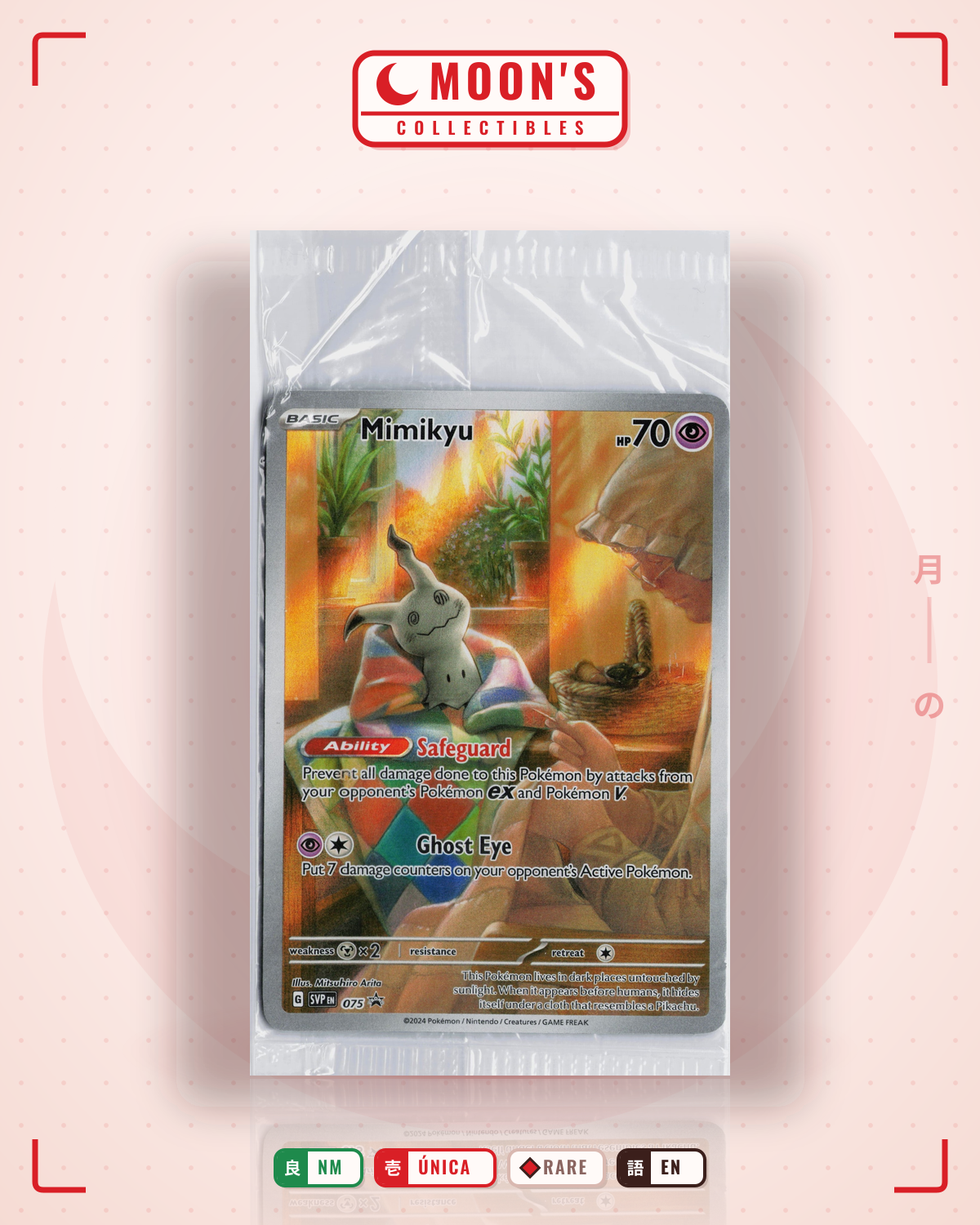 Carta Pokémon Mimikyu · Scarlet & Violet Black Star Promos #075 (NM) — pieza única en Moon's Collectibles México