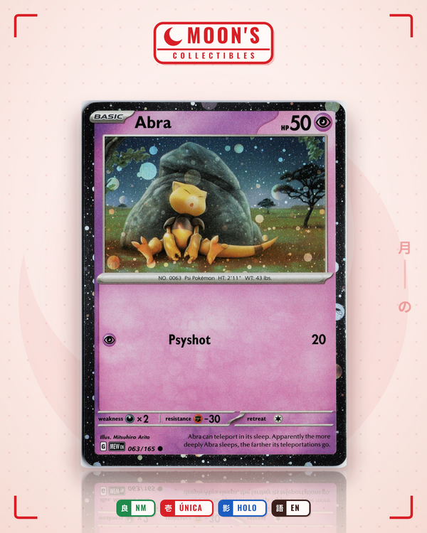 Carta Pokémon Abra · 151 #063/165 (NM) — pieza única en Moon's Collectibles México