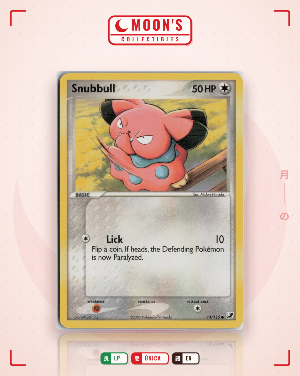 Carta Pokémon Snubbull · Unseen Forces #74/115 (LP) — pieza única en Moon's Collectibles México