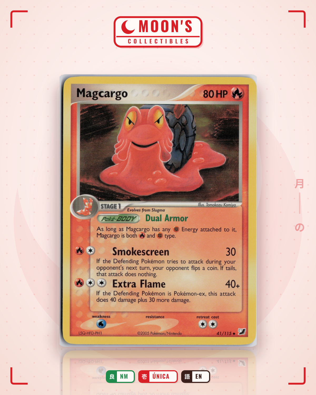 Carta Pokémon Magcargo · Unseen Forces #41/115 (NM) — pieza única en Moon's Collectibles México