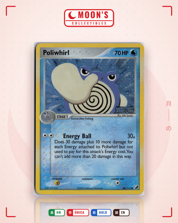 Carta Pokémon Poliwhirl · Unseen Forces #68/115 (NM) — pieza única en Moon's Collectibles México