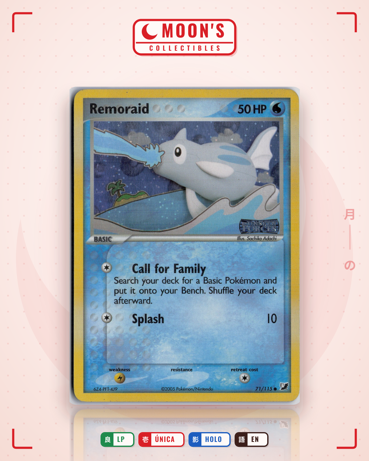 Carta Pokémon Remoraid · Unseen Forces #71/115 (LP) — pieza única en Moon's Collectibles México