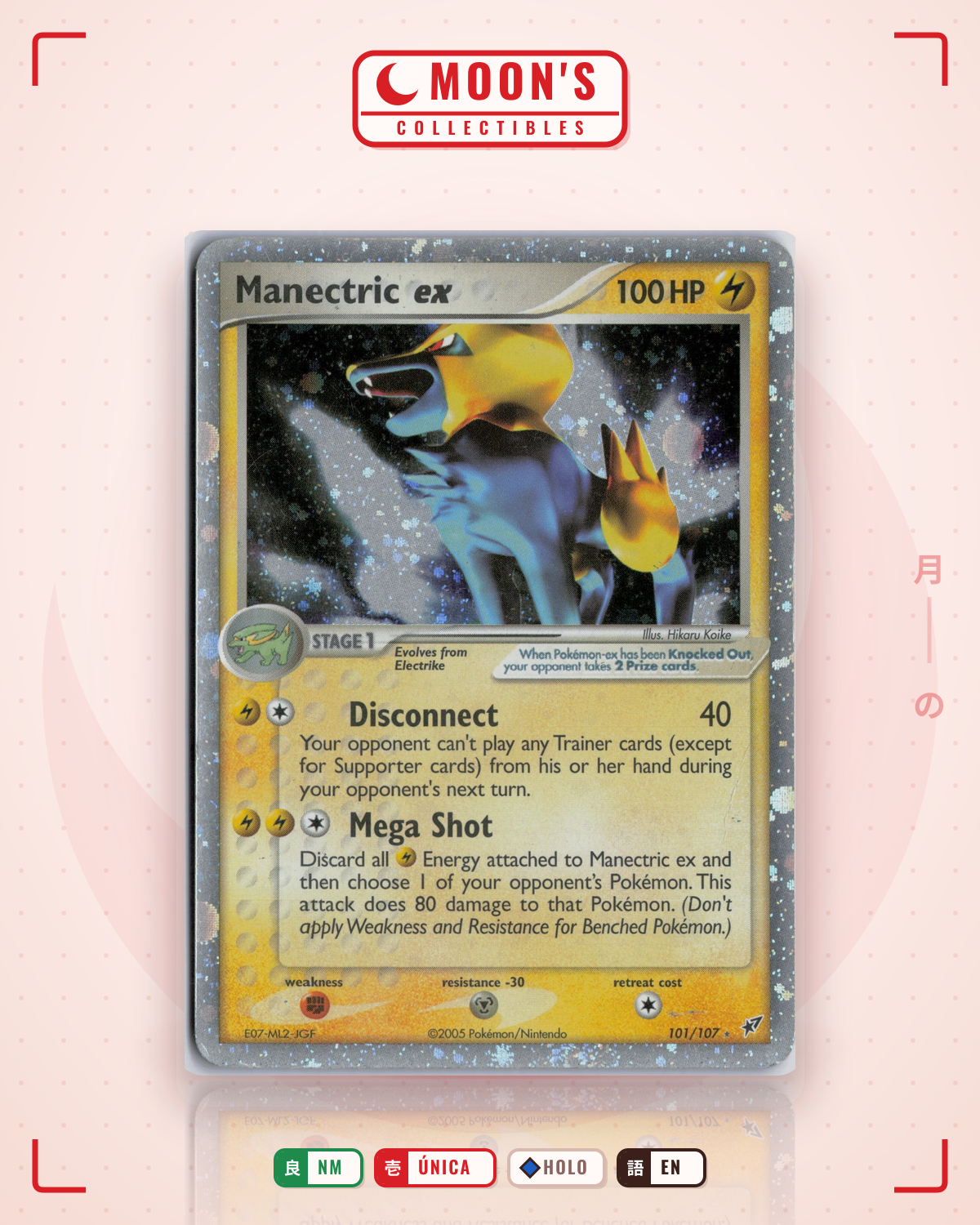Carta Pokémon Manectric ex · Deoxys #101/107 (NM) — pieza única en Moon's Collectibles México