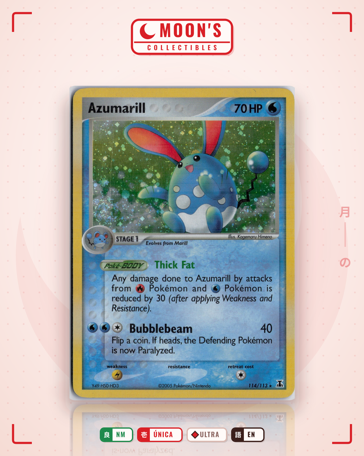 Carta Pokémon Azumarill · Delta Species #114/113 (NM) — pieza única en Moon's Collectibles México