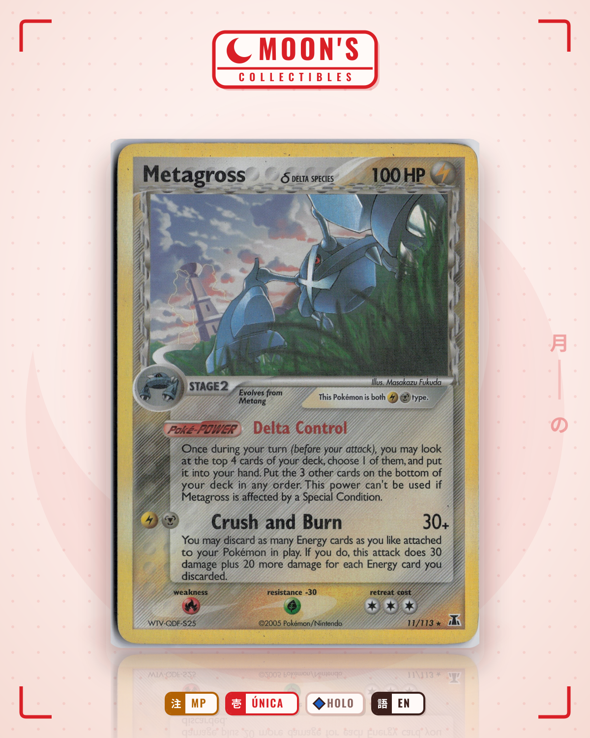 Carta Pokémon Metagross δ · Delta Species #11/113 (MP) — pieza única en Moon's Collectibles México
