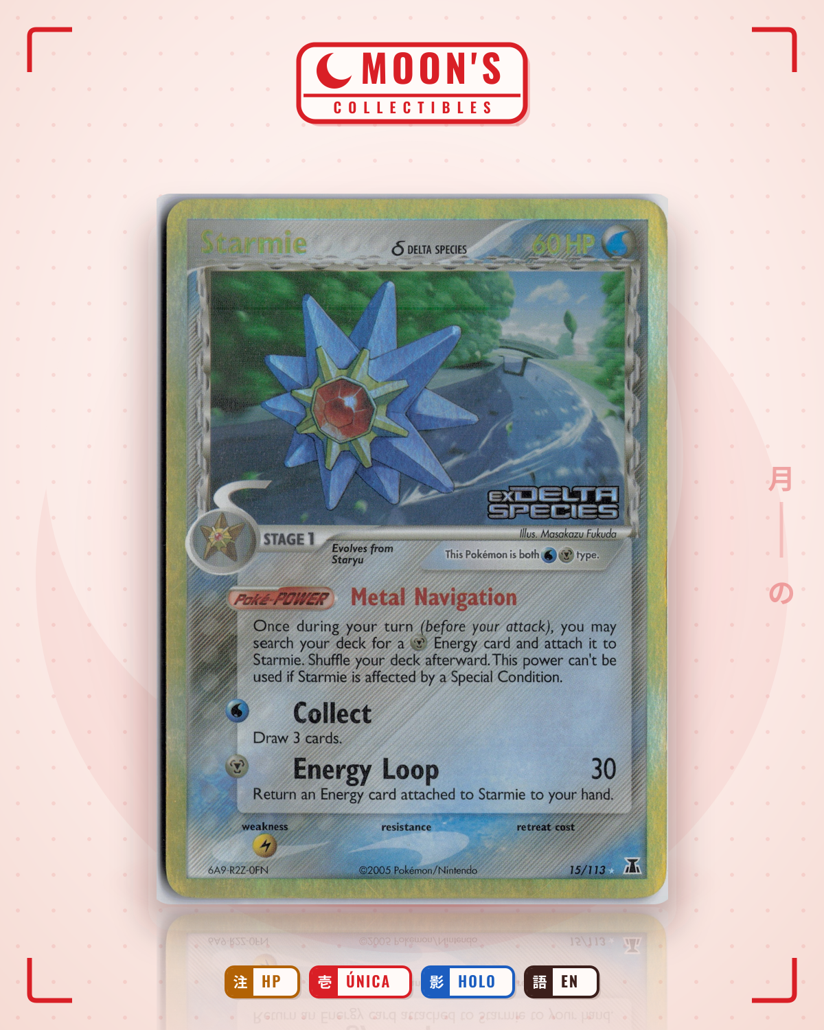 Carta Pokémon Starmie δ · Delta Species #15/113 (HP) — pieza única en Moon's Collectibles México