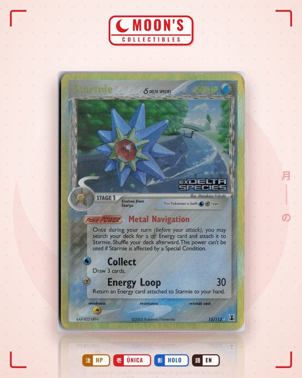Carta Pokémon Starmie δ · Delta Species #15/113 (HP) — pieza única en Moon's Collectibles México