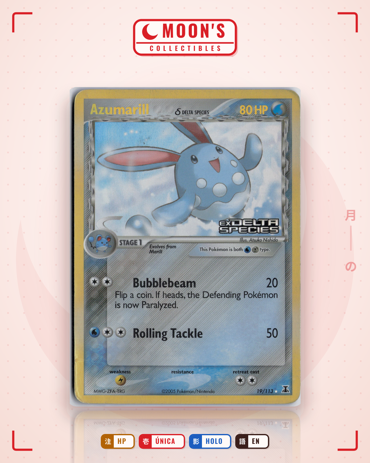 Carta Pokémon Azumarill δ · Delta Species #19/113 (HP) — pieza única en Moon's Collectibles México