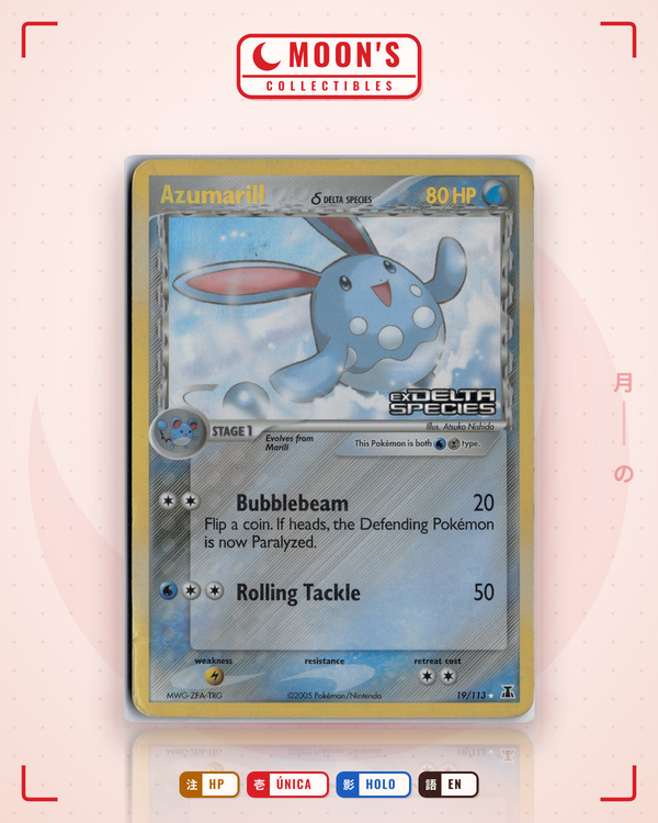 Carta Pokémon Azumarill δ · Delta Species #19/113 (HP) — pieza única en Moon's Collectibles México