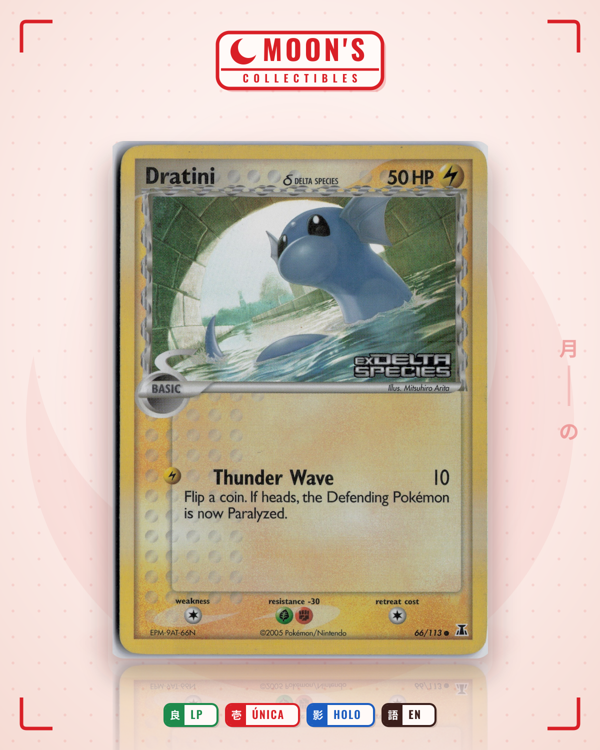 Carta Pokémon Dratini δ · Delta Species #66/113 (LP) — pieza única en Moon's Collectibles México