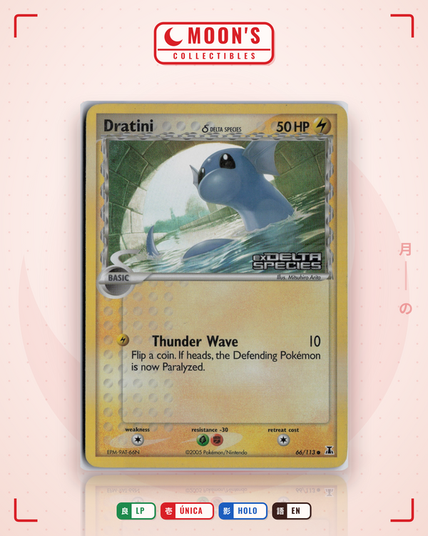 Carta Pokémon Dratini δ · Delta Species #66/113 (LP) — pieza única en Moon's Collectibles México