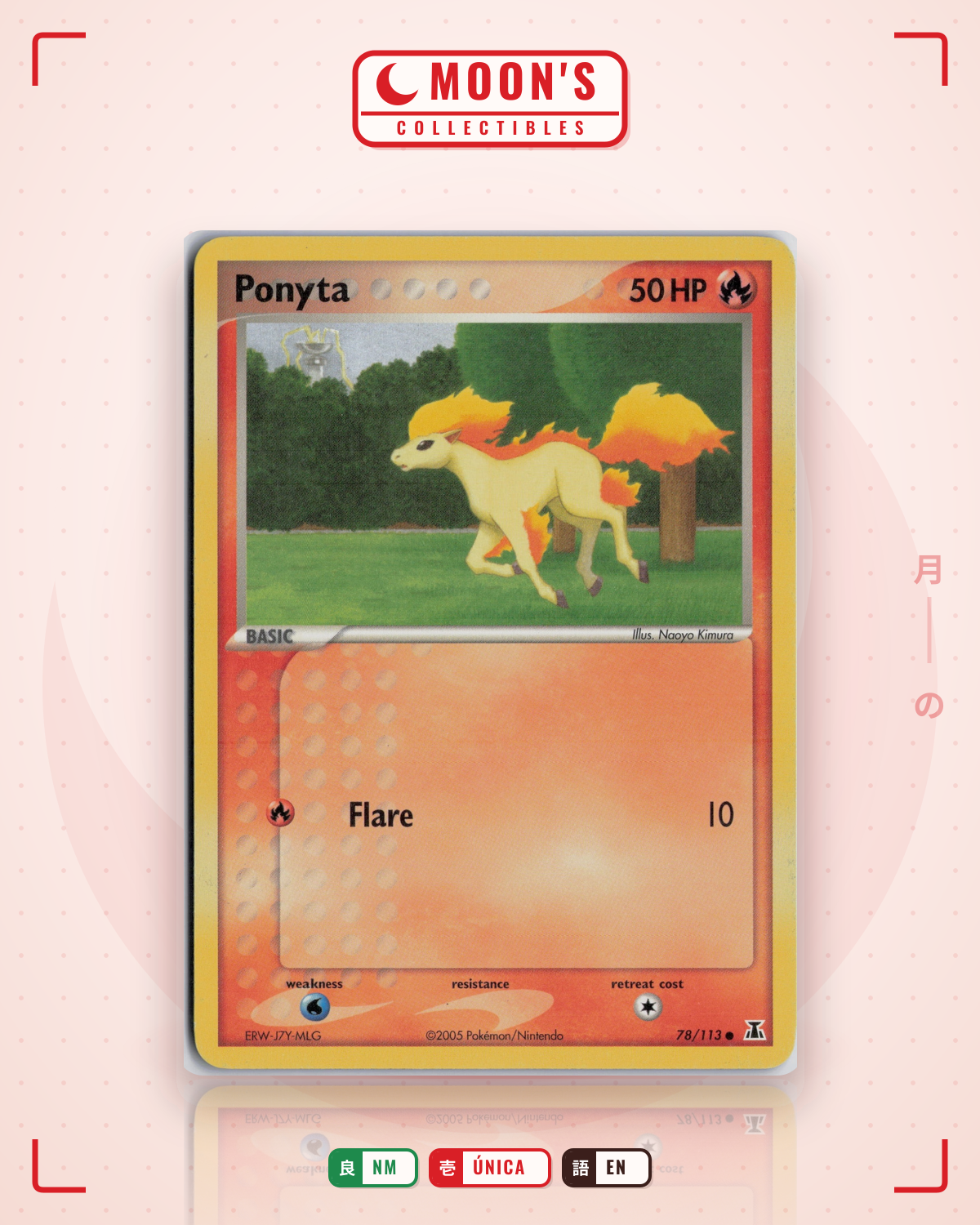 Carta Pokémon Ponyta · Delta Species #78/113 (NM) — pieza única en Moon's Collectibles México