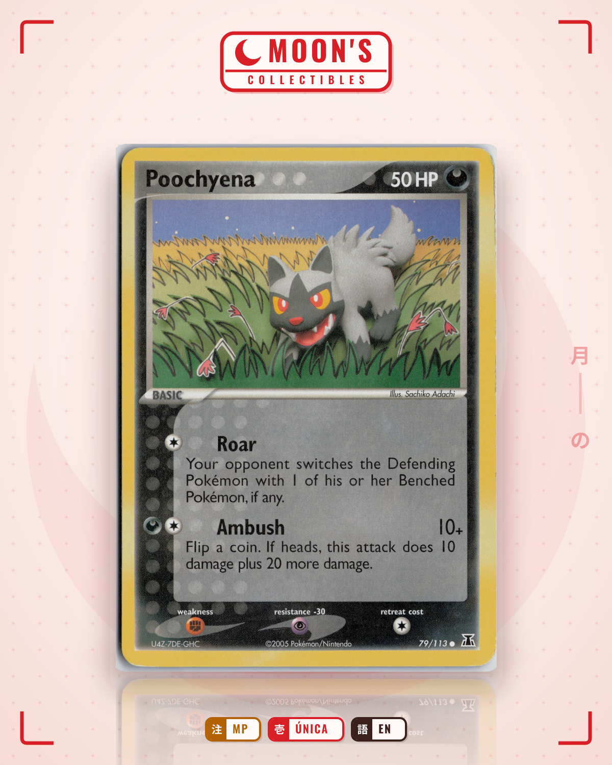 Carta Pokémon Poochyena · Delta Species #79/113 (MP) — pieza única en Moon's Collectibles México