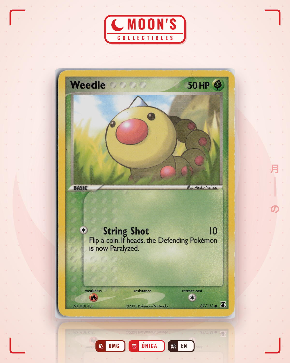 Carta Pokémon Weedle · Delta Species #87/113 (DMG) — pieza única en Moon's Collectibles México