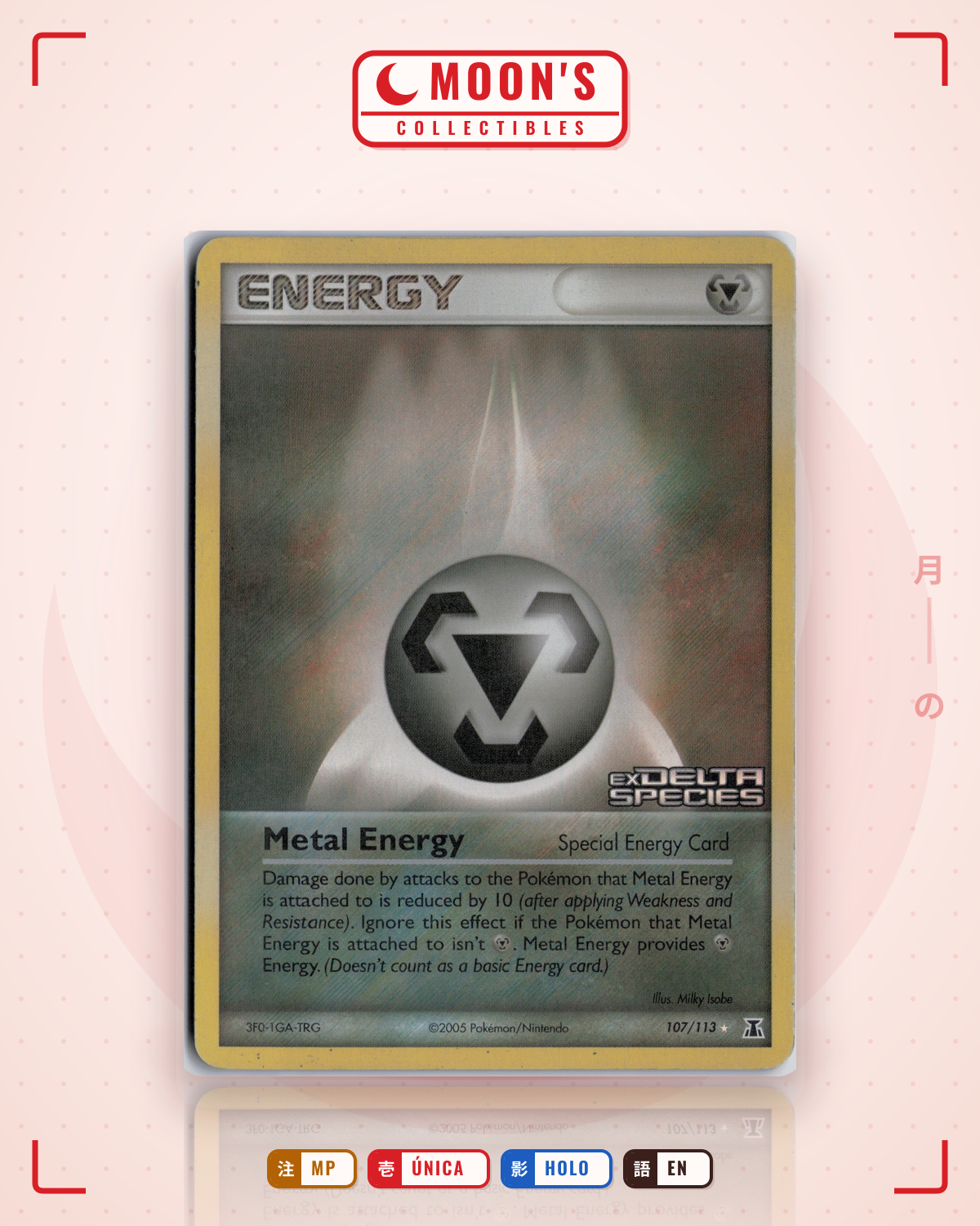 Carta Pokémon Metal Energy · Delta Species #107/113 (MP) — pieza única en Moon's Collectibles México