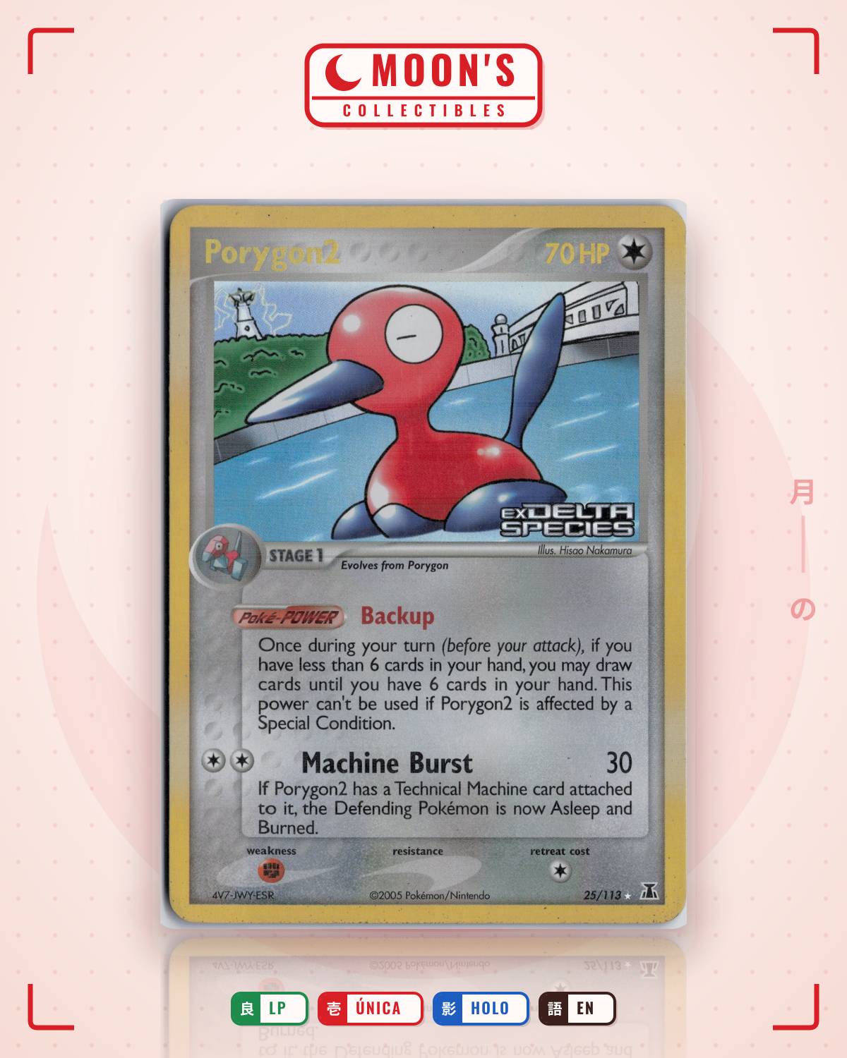 Carta Pokémon Porygon2 · Delta Species #25/113 (LP) — pieza única en Moon's Collectibles México