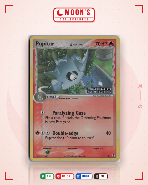 Carta Pokémon Pupitar δ · Delta Species #51/113 (NM) — pieza única en Moon's Collectibles México