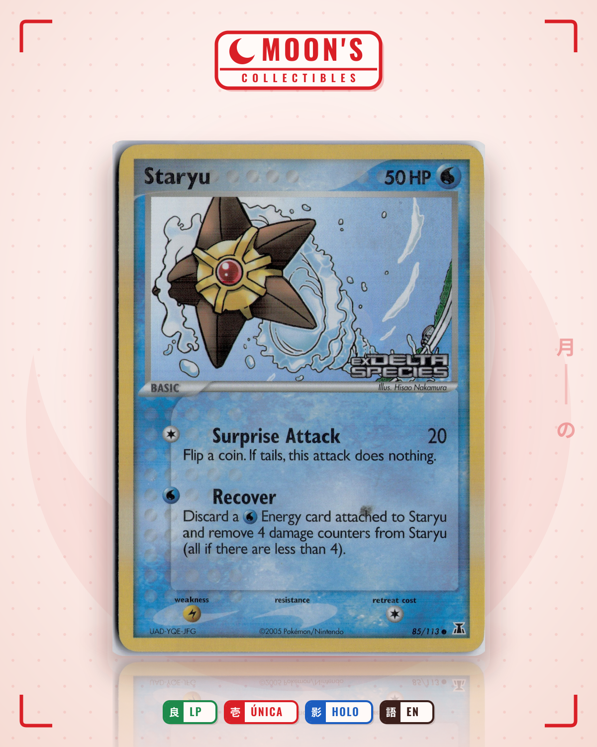 Carta Pokémon Staryu · Delta Species #85/113 (LP) — pieza única en Moon's Collectibles México