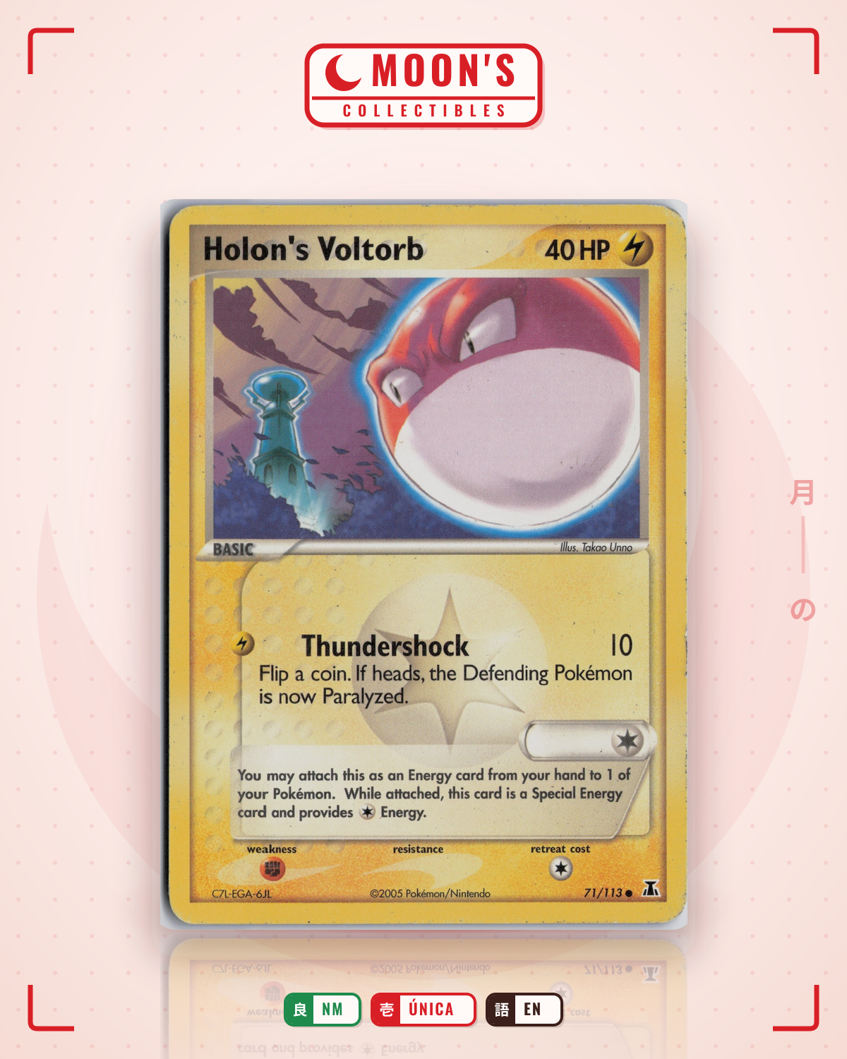 Carta Pokémon Holon's Voltorb · Delta Species #71/113 (NM) — pieza única en Moon's Collectibles México