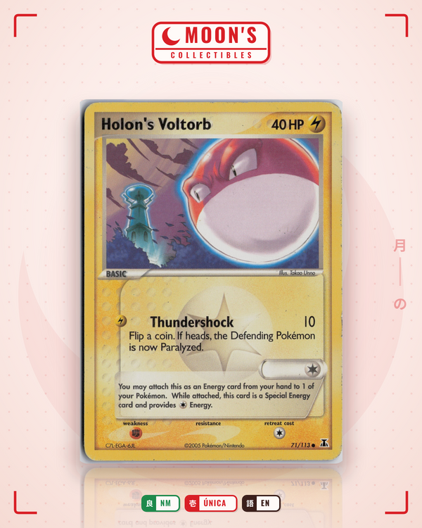 Carta Pokémon Holon's Voltorb · Delta Species #71/113 (NM) — pieza única en Moon's Collectibles México
