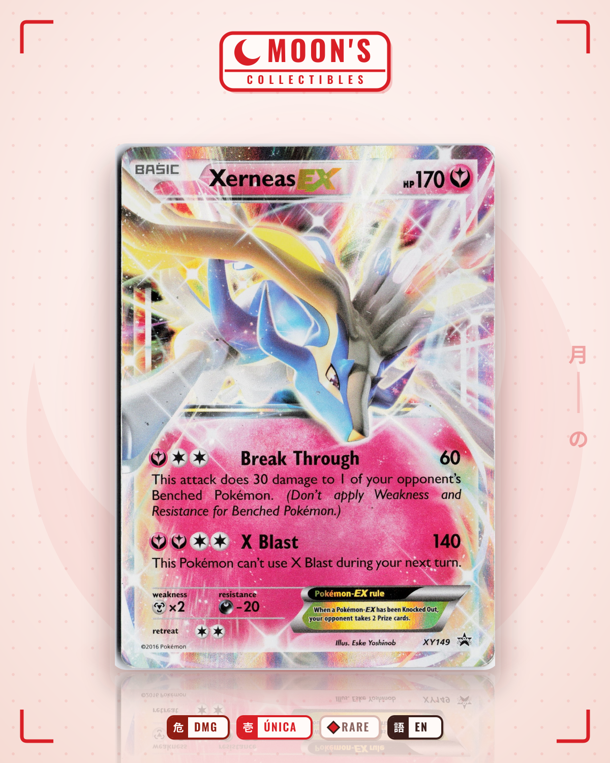 Carta Pokémon Xerneas-EX · XY Black Star Promos #XY149 (DMG) — pieza única en Moon's Collectibles México