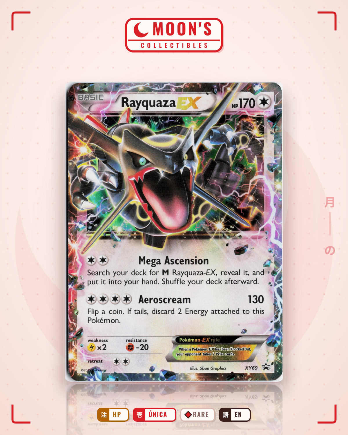 Carta Pokémon Rayquaza-EX · XY Black Star Promos #XY69 (HP) — pieza única en Moon's Collectibles México