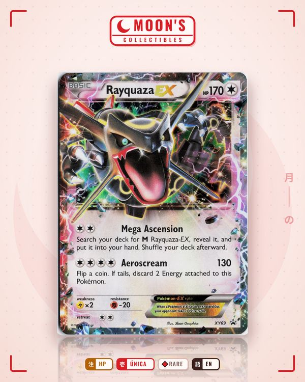 Carta Pokémon Rayquaza-EX · XY Black Star Promos #XY69 (HP) — pieza única en Moon's Collectibles México