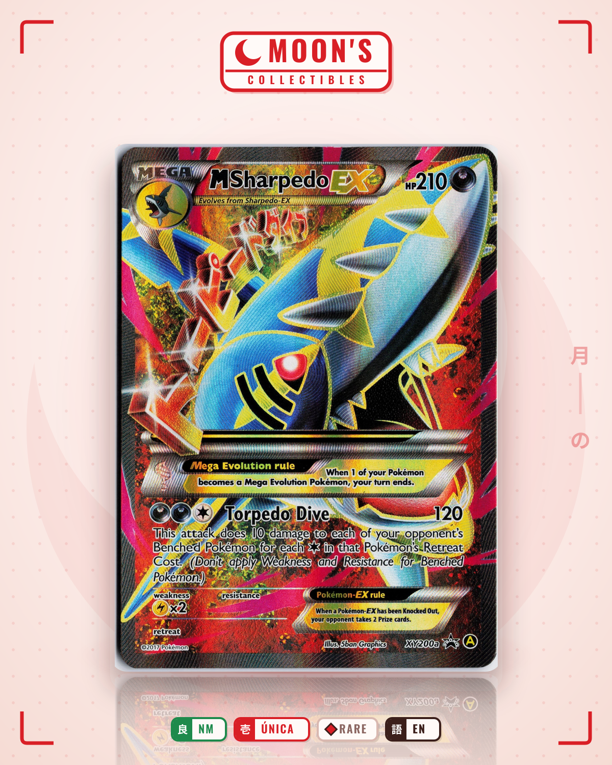 Carta Pokémon M Sharpedo-EX · XY Black Star Promos #XY200a (NM) — pieza única en Moon's Collectibles México