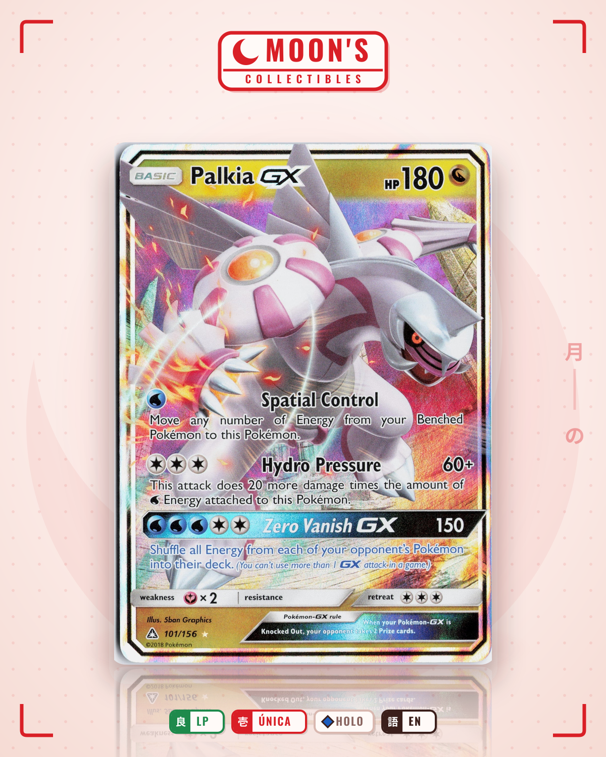 Carta Pokémon Palkia-GX · Ultra Prism #101/156 (LP) — pieza única en Moon's Collectibles México