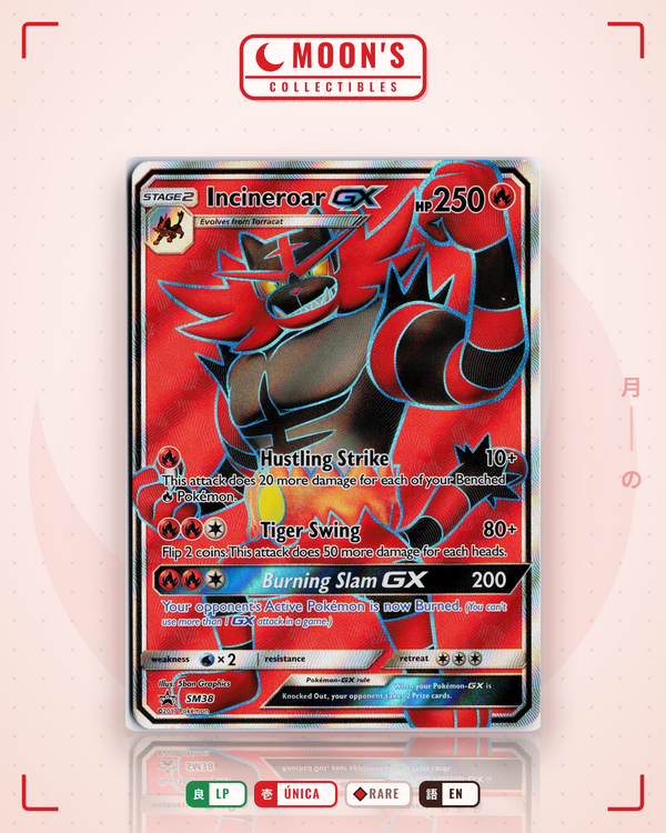 Carta Pokémon Incineroar-GX · SM Black Star Promos #SM38 (LP) — pieza única en Moon's Collectibles México