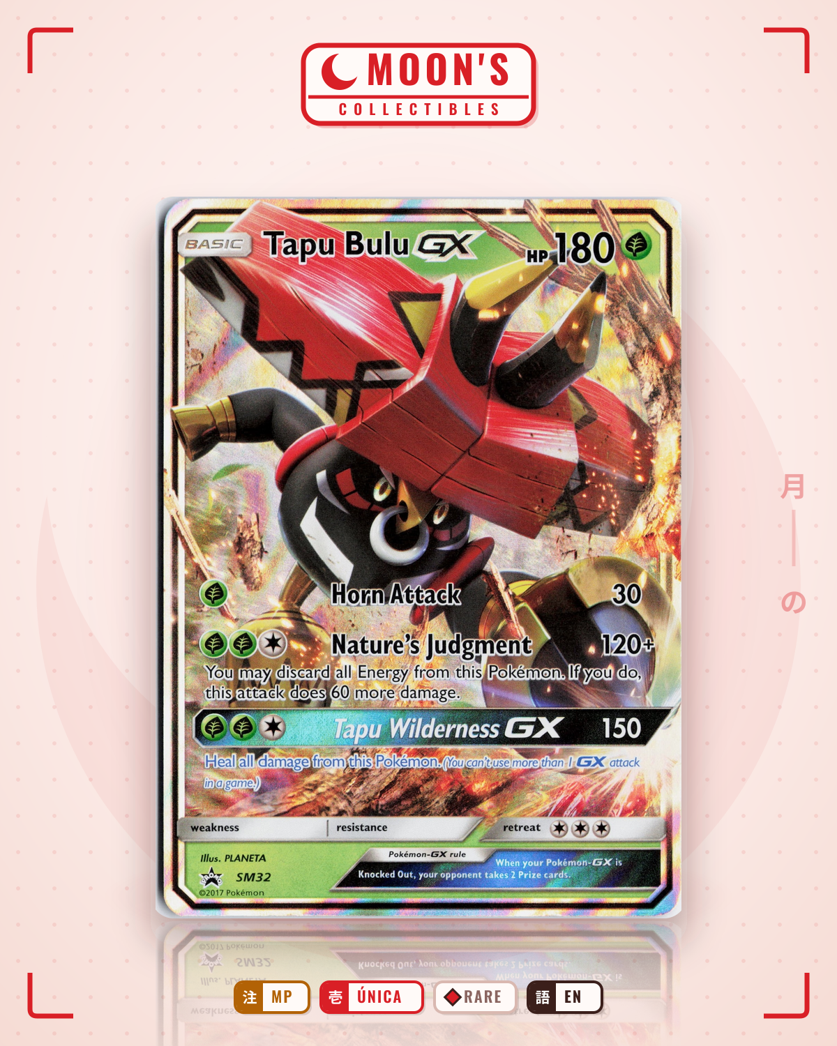 Carta Pokémon Tapu Bulu-GX · SM Black Star Promos #SM32 (MP) — pieza única en Moon's Collectibles México