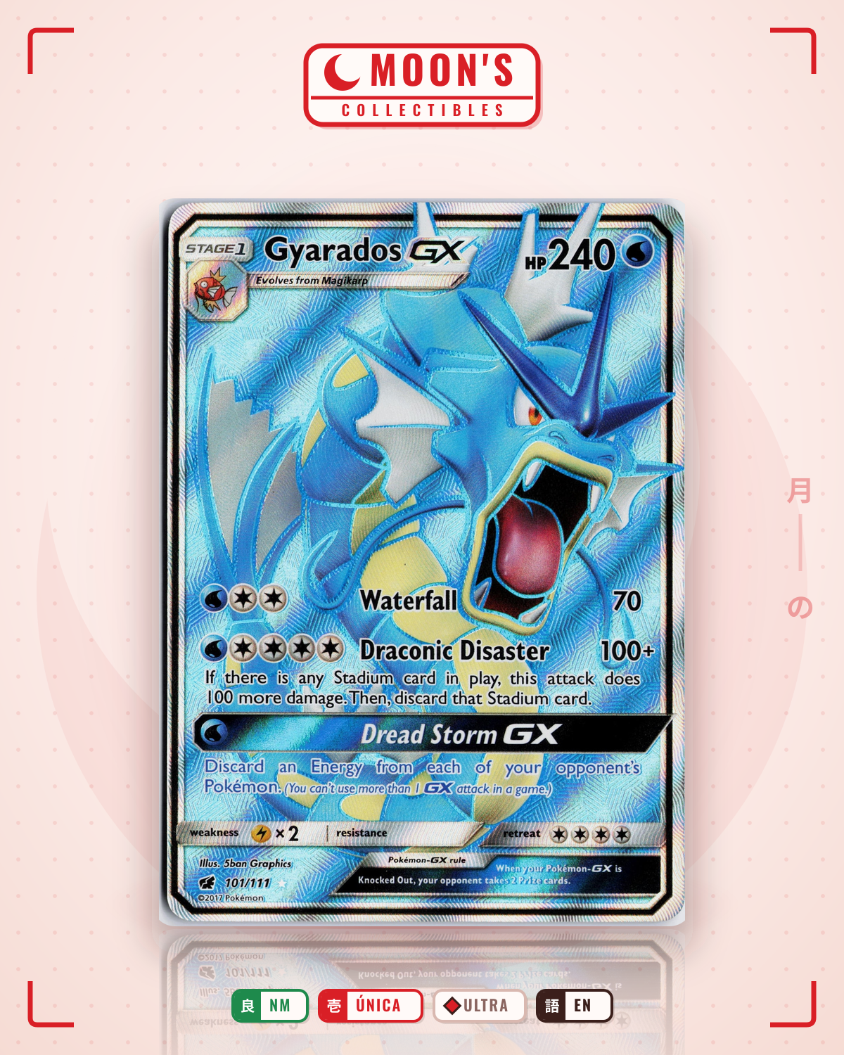 Carta Pokémon Gyarados-GX · Crimson Invasion #101/111 (NM) — pieza única en Moon's Collectibles México