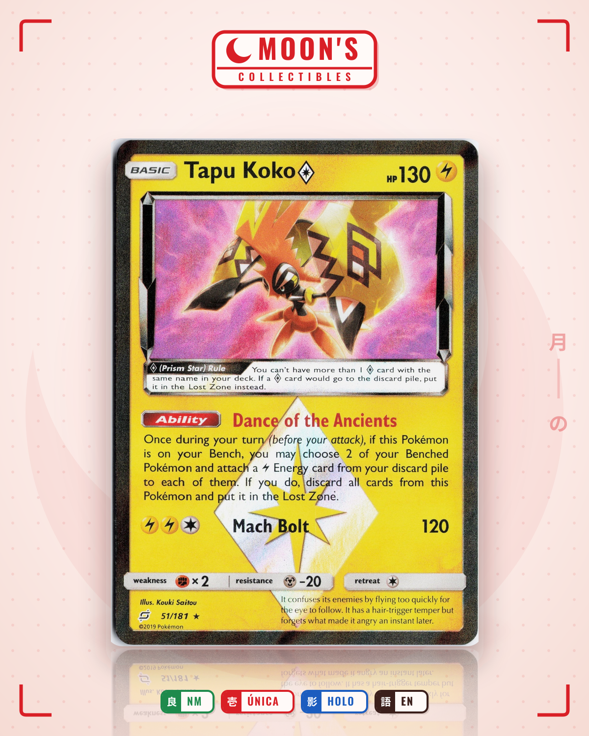 Carta Pokémon Tapu Koko ◇ · Team Up #51/181 (NM) — pieza única en Moon's Collectibles México