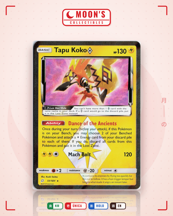 Carta Pokémon Tapu Koko ◇ · Team Up #51/181 (NM) — pieza única en Moon's Collectibles México