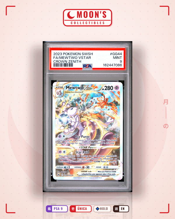 Carta Pokémon Mewtwo VSTAR · Crown Zenith Galarian Gallery #GG44/GG70 (PSA 9) — pieza única en Moon's Collectibles México
