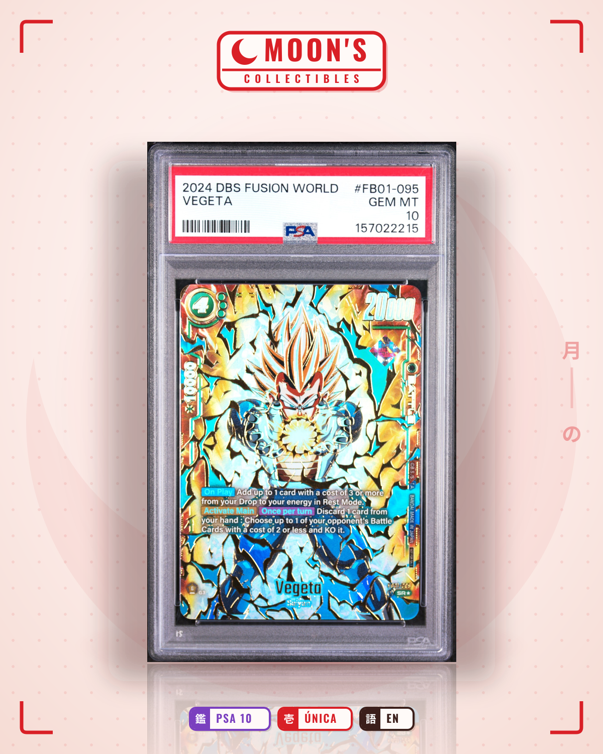 Carta Pokémon PSA 10 Vegeta · DBS Fusion World #095 (PSA 10) — pieza única en Moon's Collectibles México