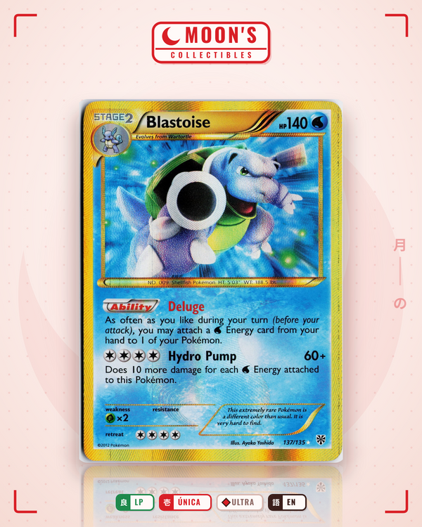 Carta Pokémon Blastoise · Plasma Storm #137/135 (LP) — pieza única en Moon's Collectibles México