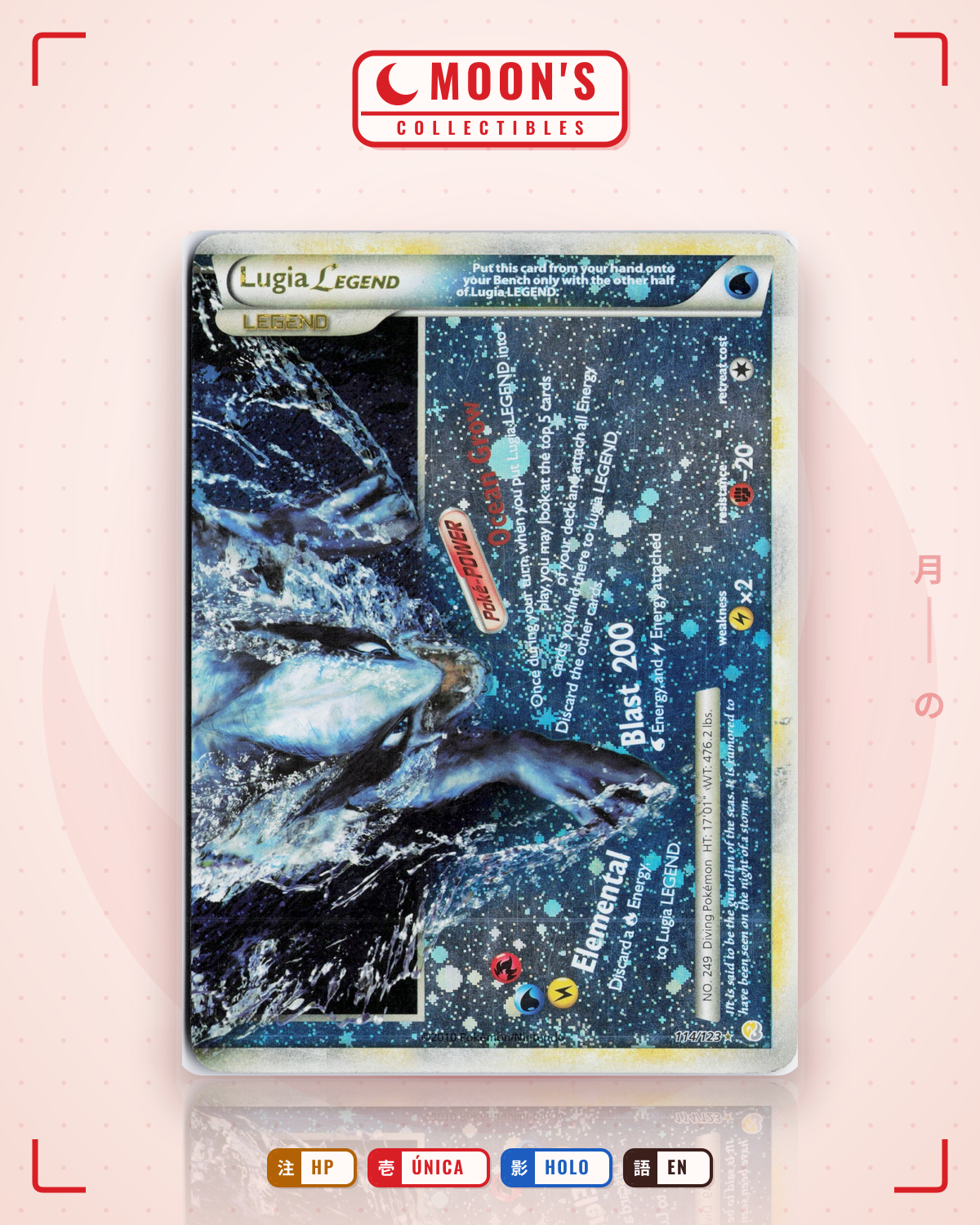 Carta Pokémon Lugia LEGEND · HeartGold & SoulSilver #114/123 (HP) — pieza única en Moon's Collectibles México