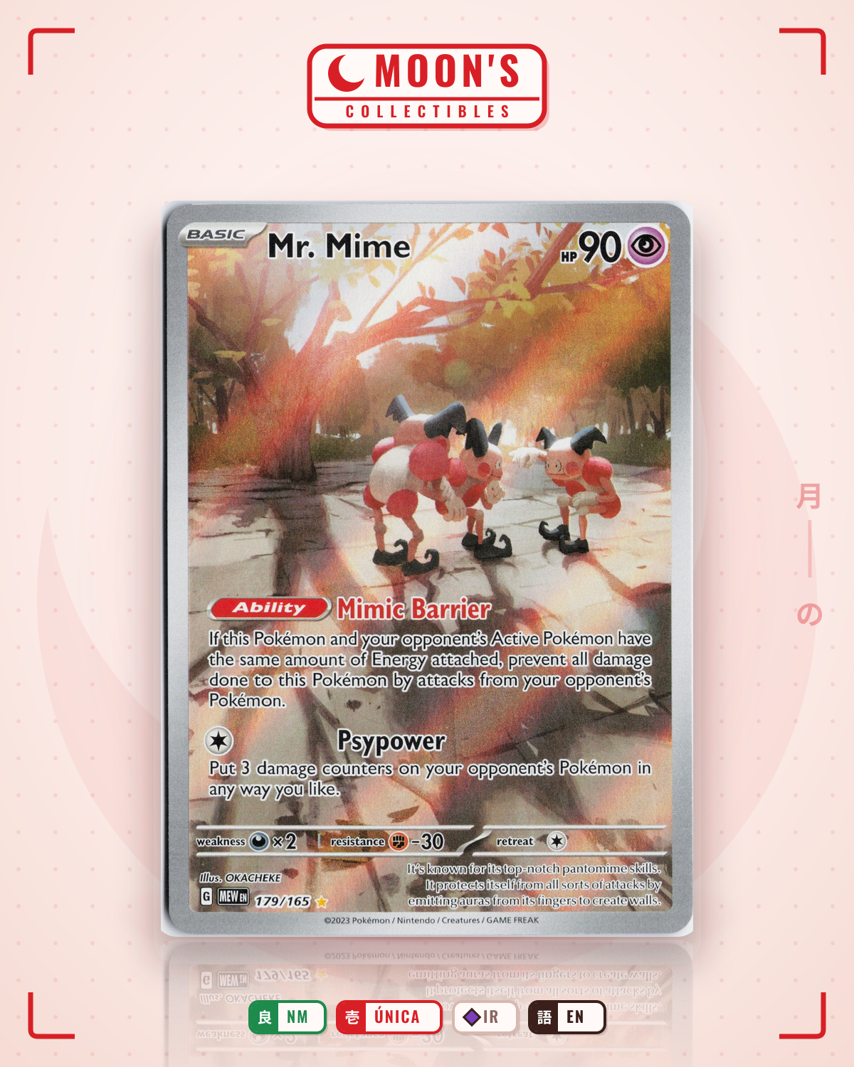 Carta Pokémon Mr. Mime · 151 #179/165 (NM) — pieza única en Moon's Collectibles México