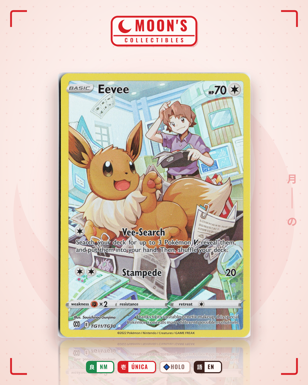 Carta Pokémon Eevee · Brilliant Stars Trainer Gallery #TG11/TG30 (NM) — pieza única en Moon's Collectibles México