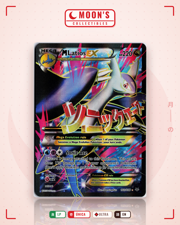 Carta Pokémon M Latios-EX · Roaring Skies #102/108 (LP) — pieza única en Moon's Collectibles México