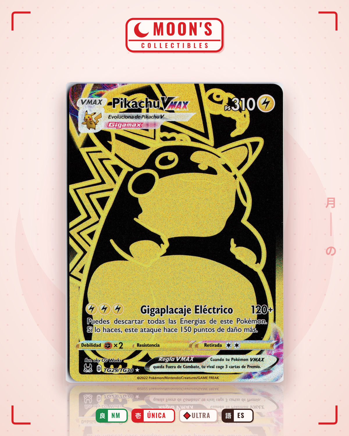 Carta Pokémon Pikachu VMAX · Lost Origin Trainer Gallery #TG29/TG30 (NM) — pieza única en Moon's Collectibles México