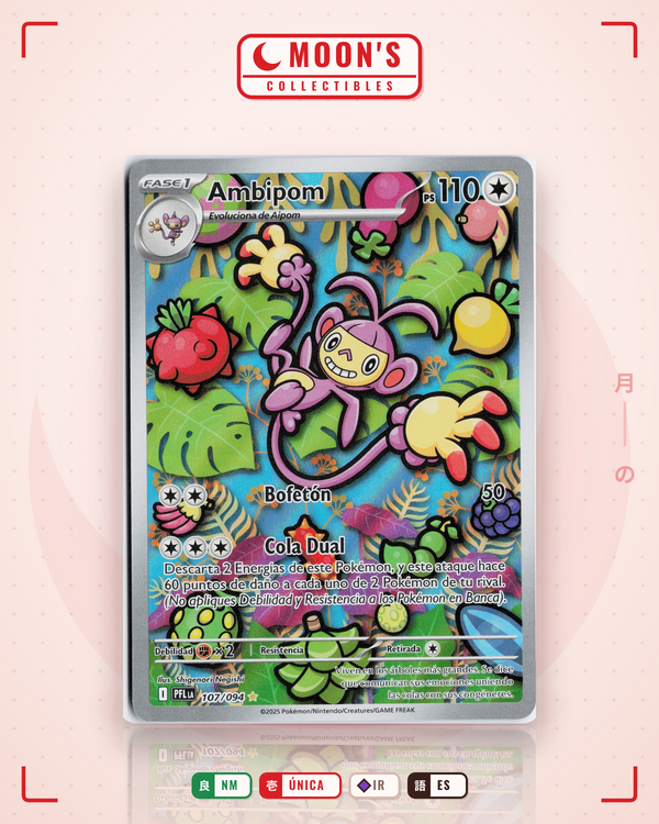 Carta Pokémon Ambipom · Phantasmal Flames #107/094 (NM) — pieza única en Moon's Collectibles México