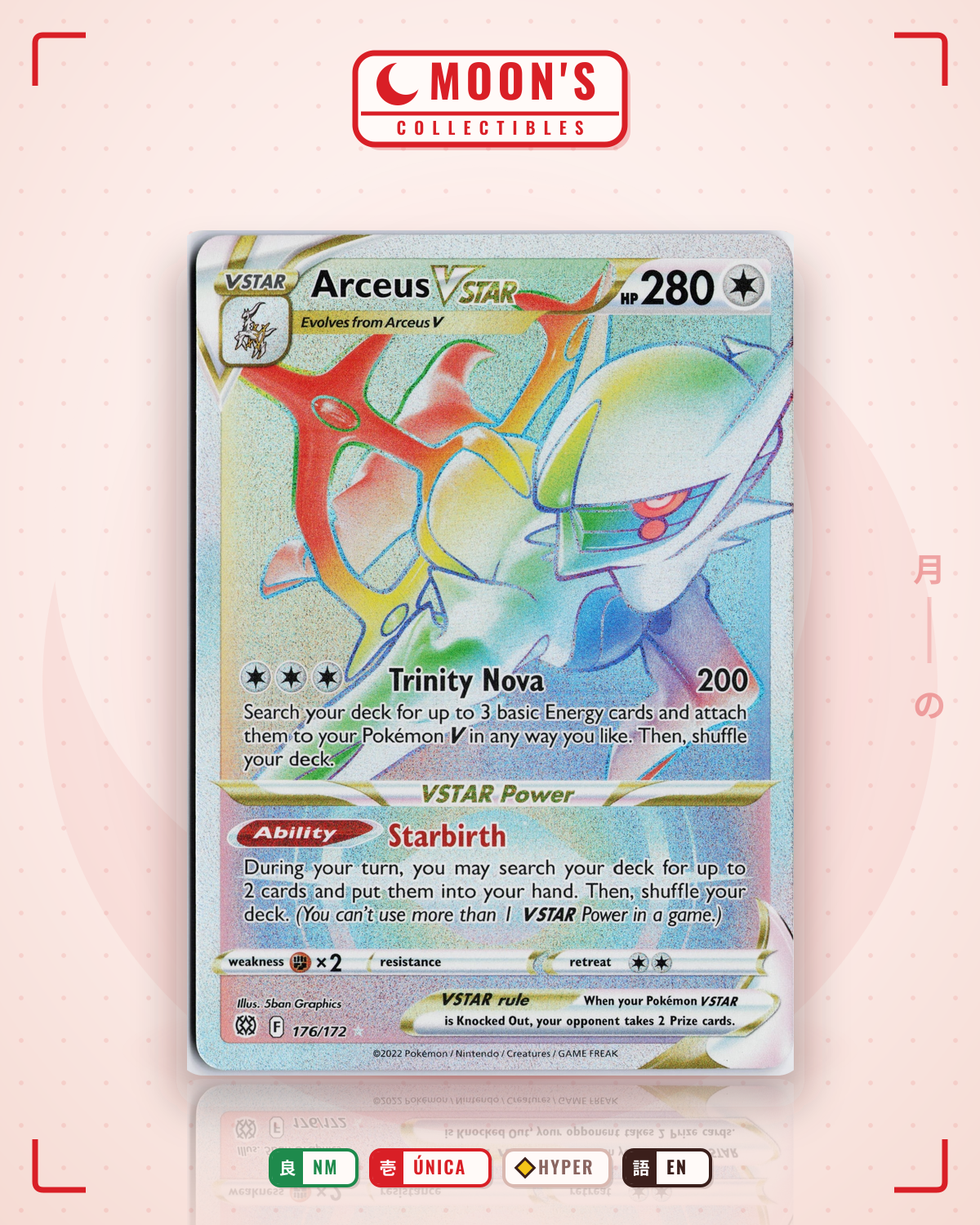Carta Pokémon Arceus VSTAR · Brilliant Stars #176/172 (NM) — pieza única en Moon's Collectibles México