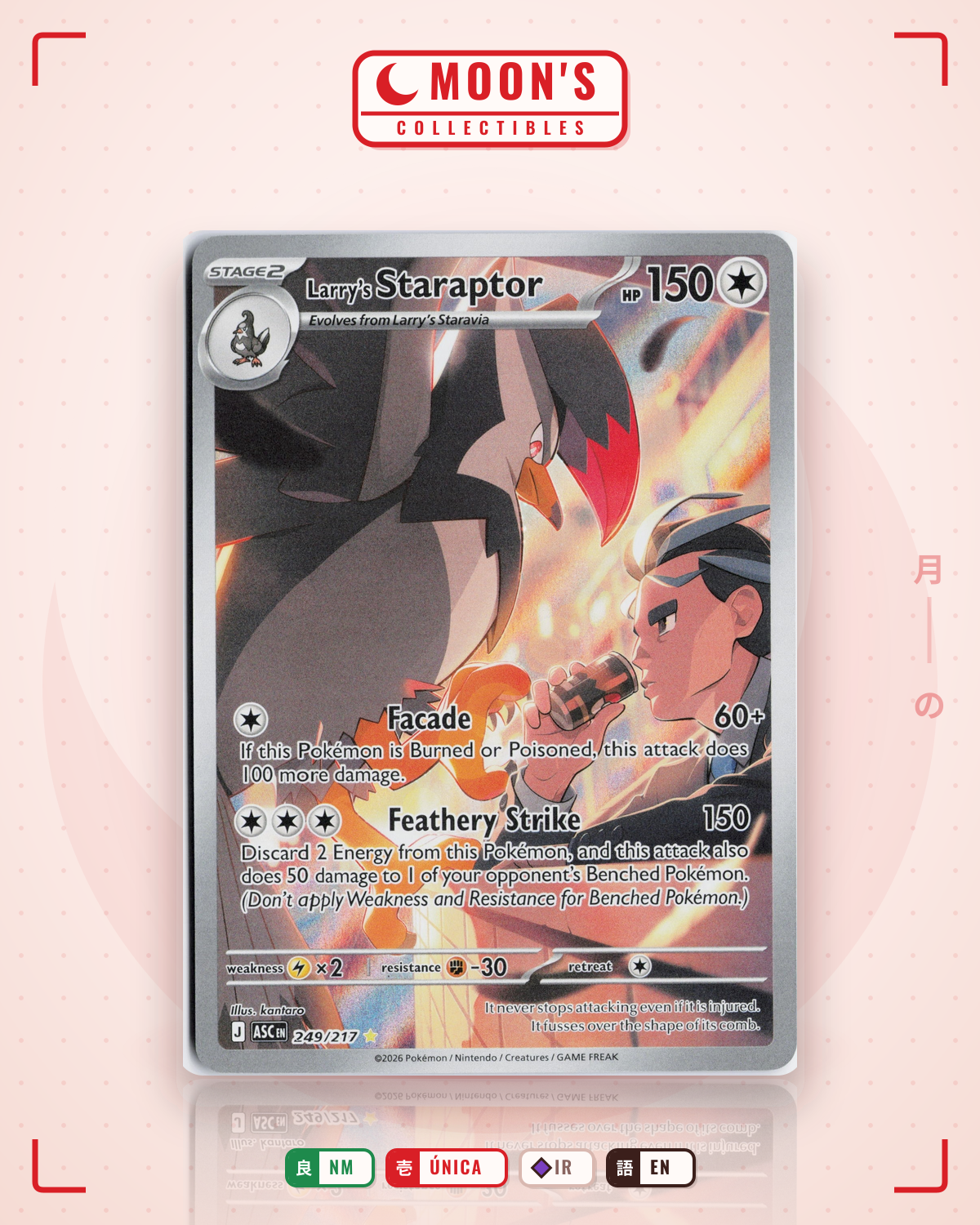 Carta Pokémon Larry's Staraptor · Ascended Heroes #249/217 (NM) — pieza única en Moon's Collectibles México