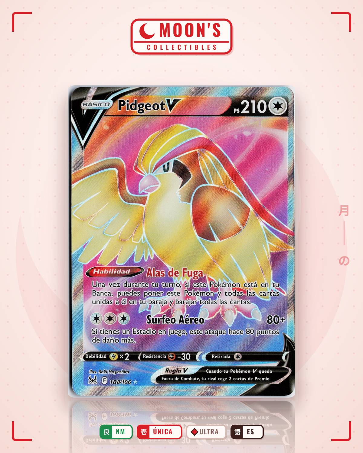 Carta Pokémon Pidgeot V · Lost Origin #188/196 (NM) — pieza única en Moon's Collectibles México