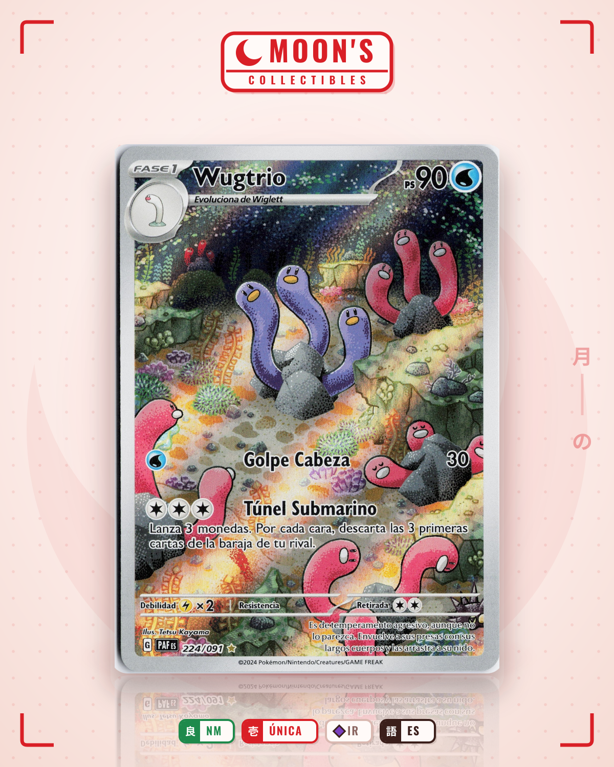 Carta Pokémon Wugtrio · Paldean Fates #224/091 (NM) — pieza única en Moon's Collectibles México