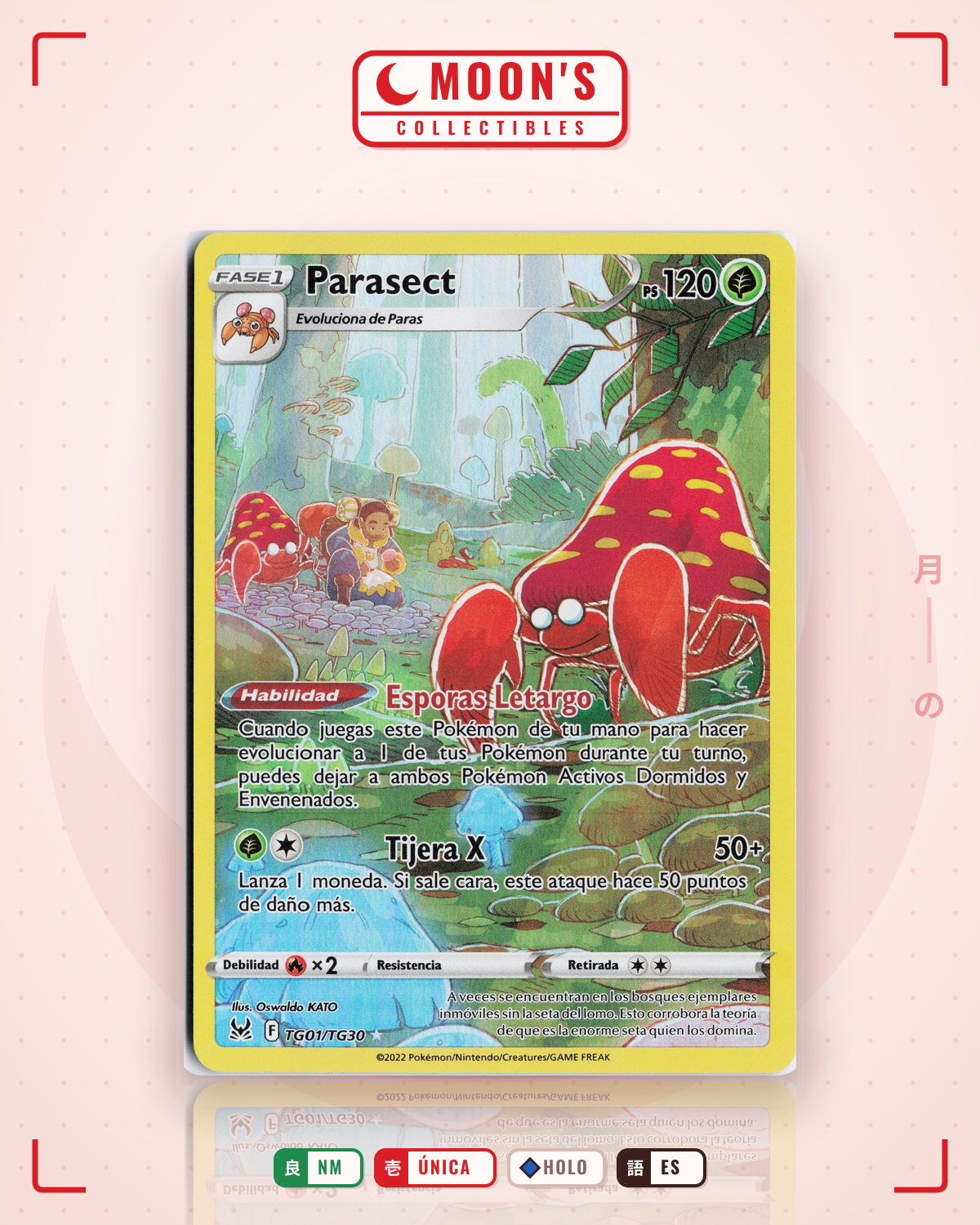 Carta Pokémon Parasect · Lost Origin Trainer Gallery #TG01/TG30 (NM) — pieza única en Moon's Collectibles México