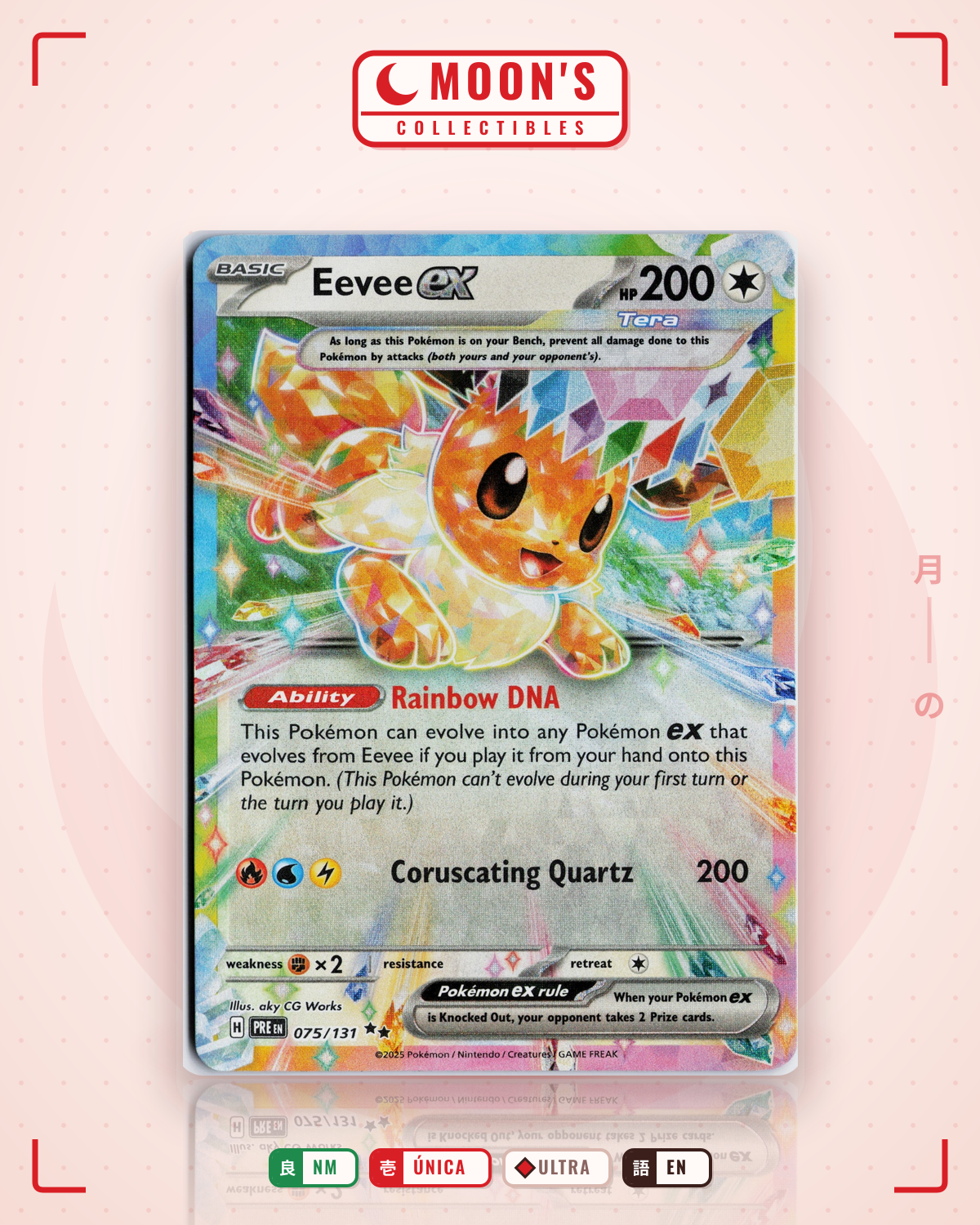 Carta Pokémon Eevee ex · Prismatic Evolutions #075/131 (NM) — pieza única en Moon's Collectibles México